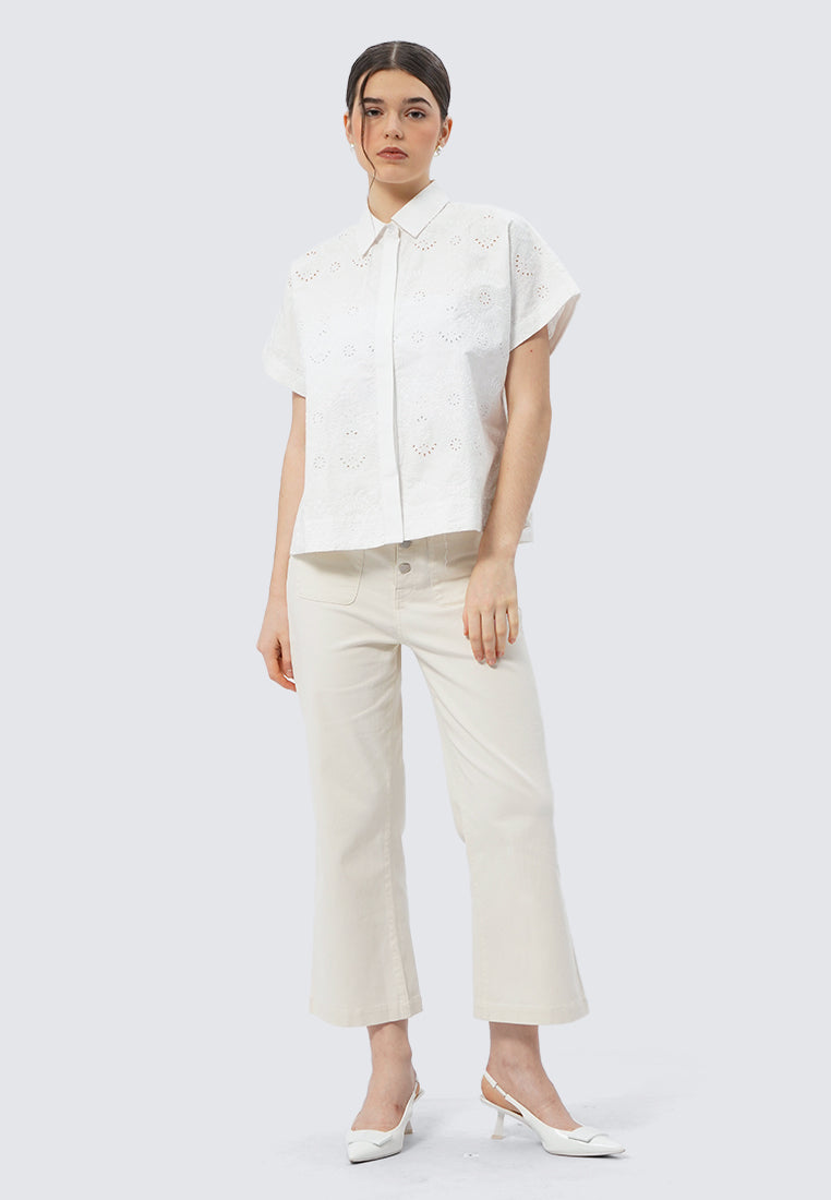 Short Sleeve Eyelet Blouse