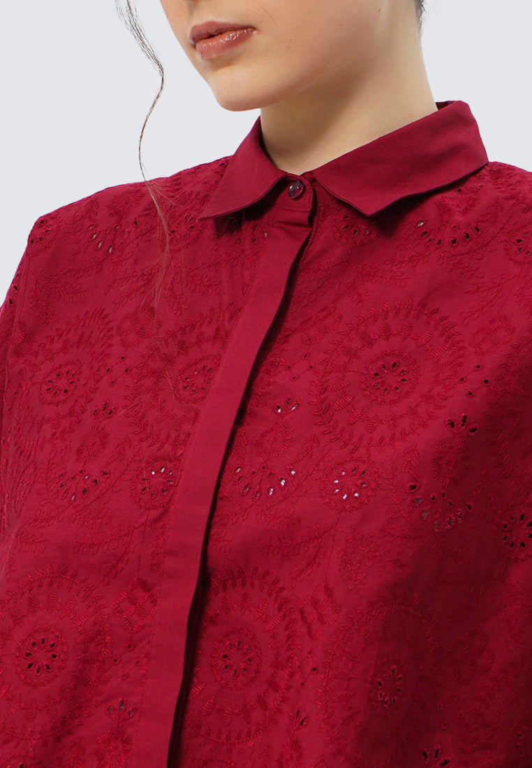 Short Sleeve Eyelet Blouse