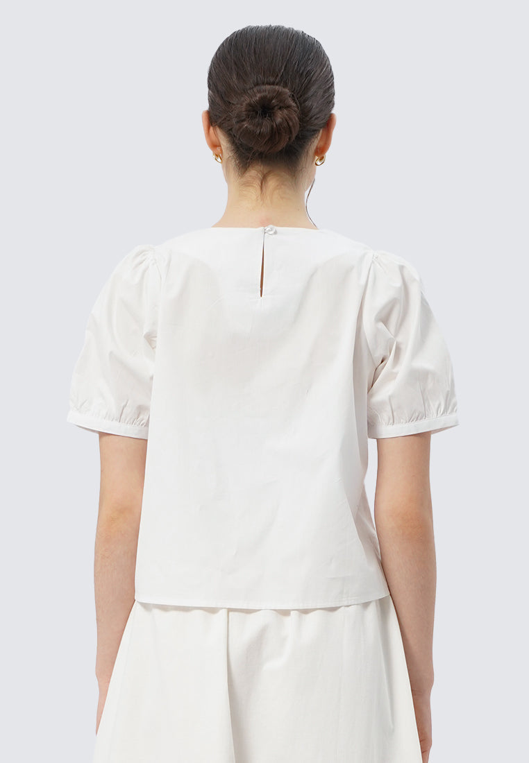 Round Neck Puff Sleeve Blouse
