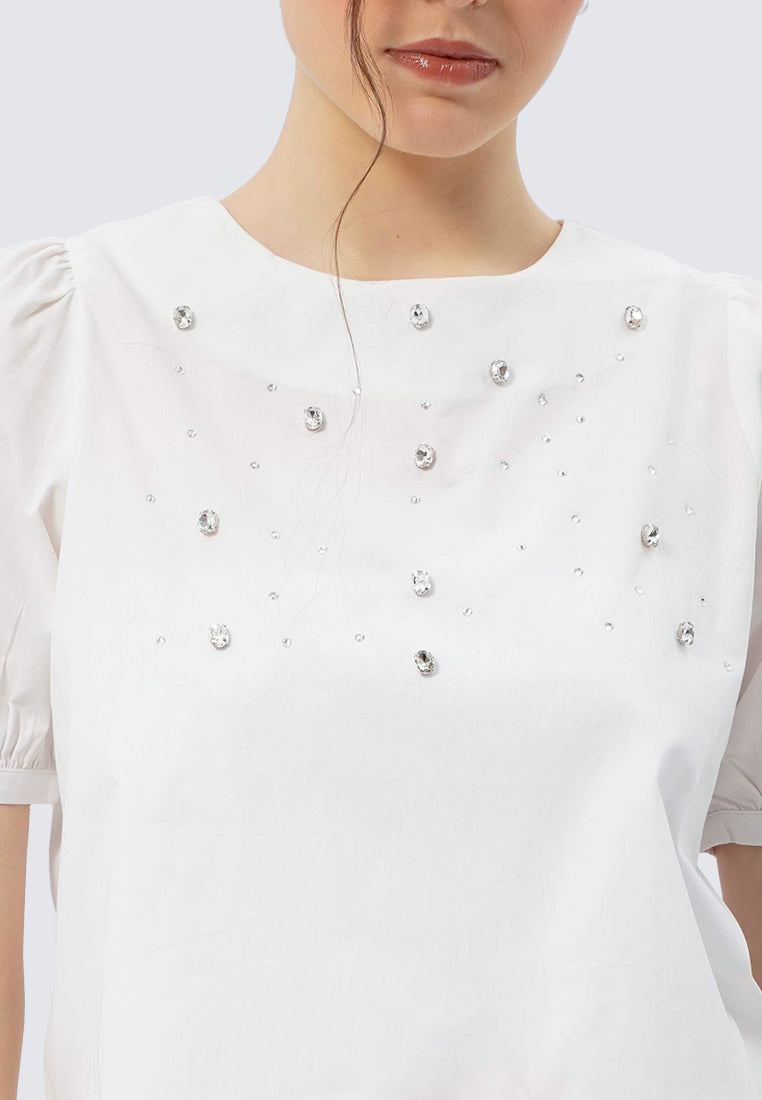 Round Neck Puff Sleeve Blouse