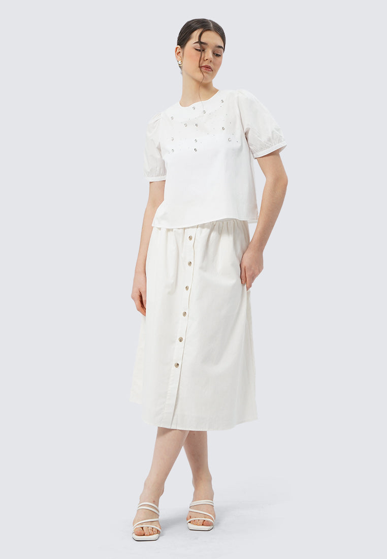 Round Neck Puff Sleeve Blouse