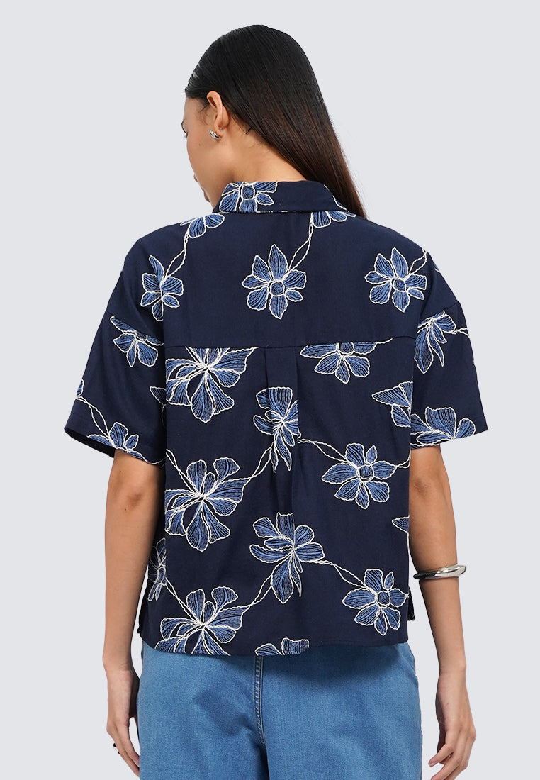 Printed Short Sleeve Blouse