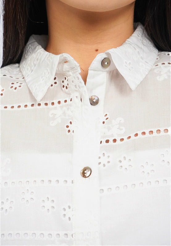Short Sleeve Eyelet Blouse