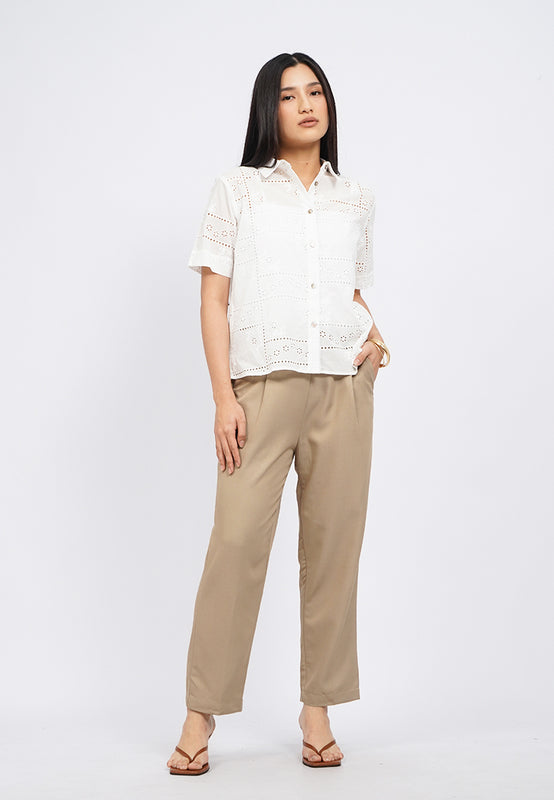 Short Sleeve Eyelet Blouse