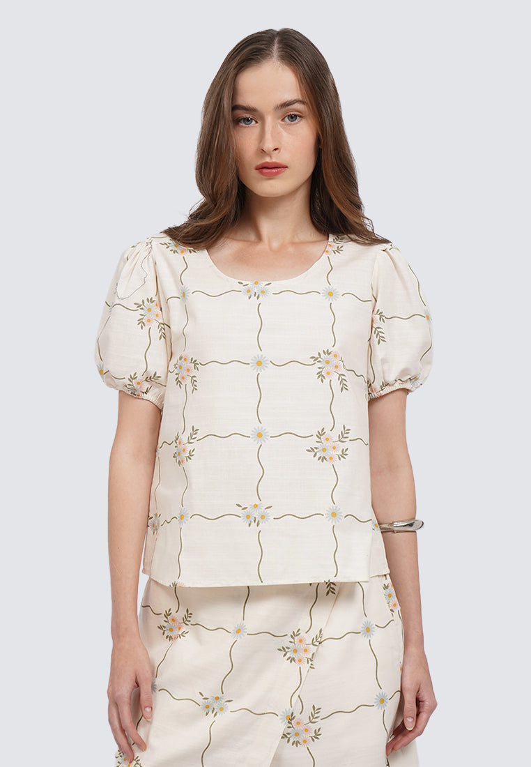 Round Neck Printed Blouse