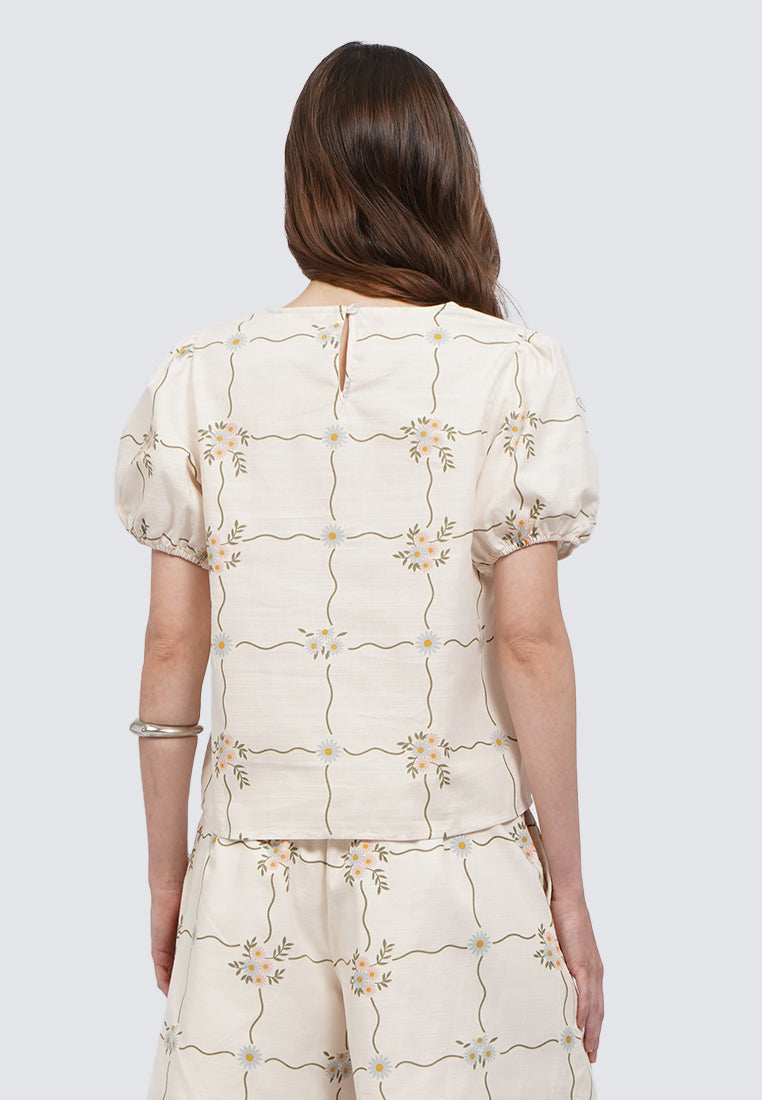 Round Neck Printed Blouse