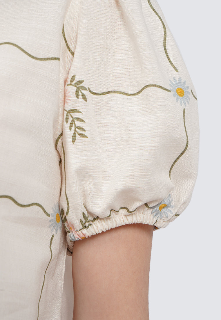 Round Neck Printed Blouse