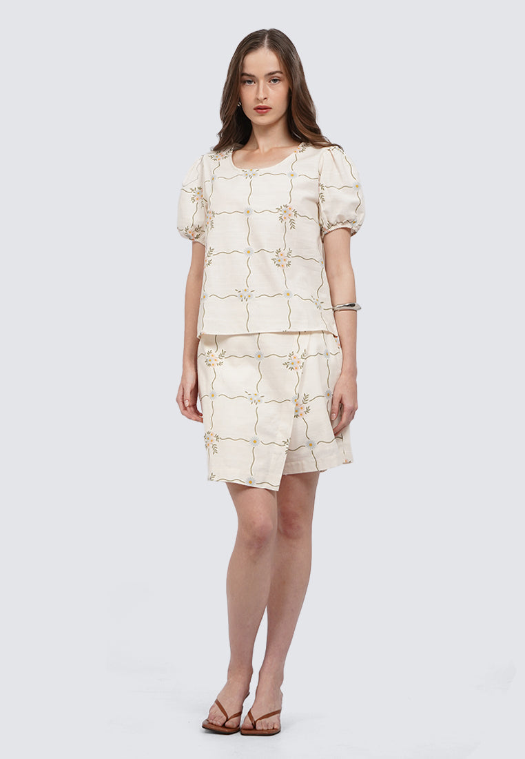 Round Neck Printed Blouse