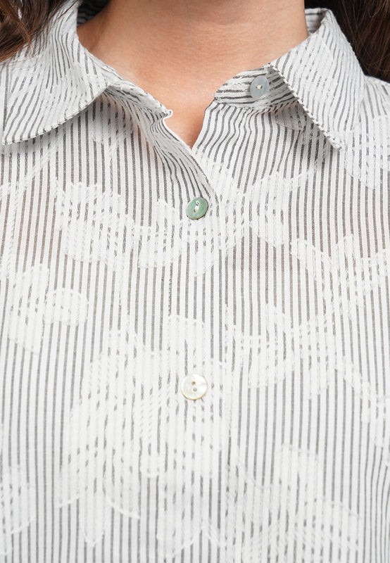 Printed Short Sleeve Crop Blouse
