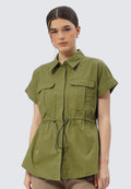Short Sleeve Blouse with Adjustable Waist