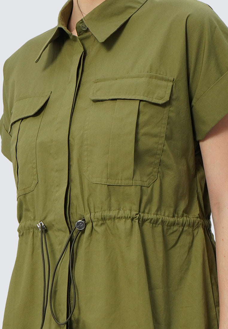 Short Sleeve Blouse with Adjustable Waist