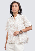 V-Neck Printed Short Sleeve Blouse