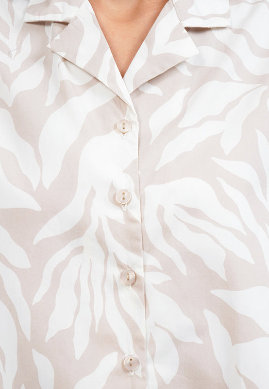 V-Neck Printed Short Sleeve Blouse