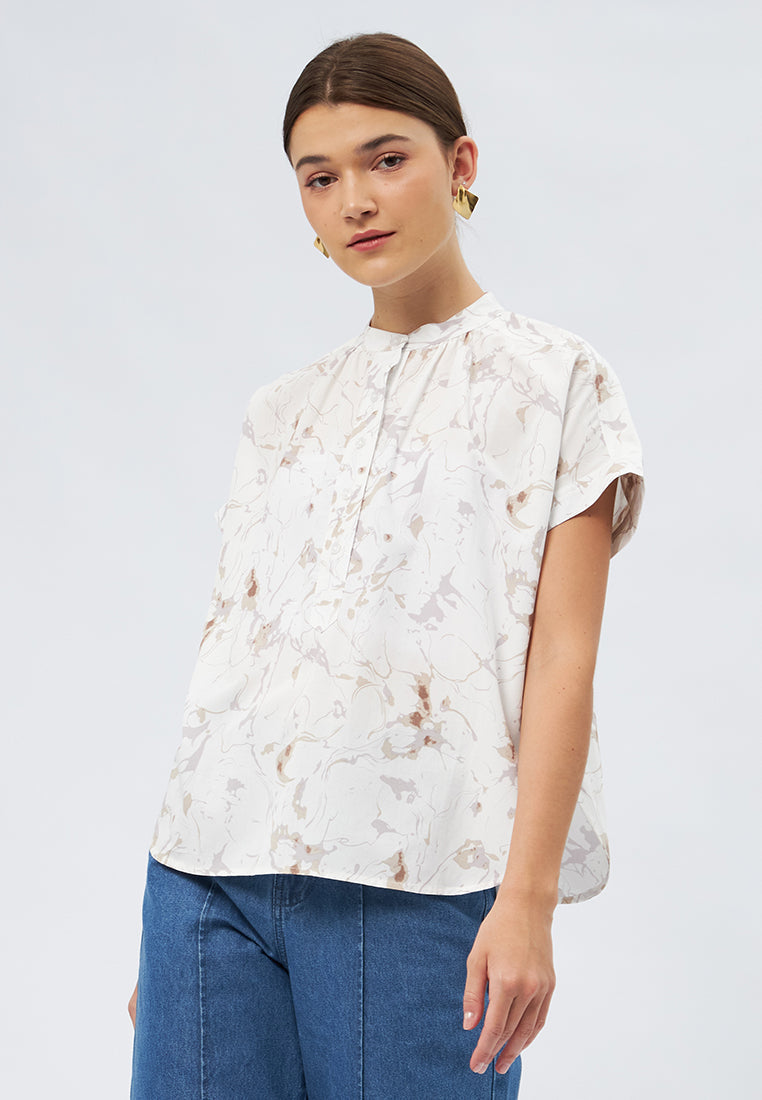 Printed Short Sleeve Blouse