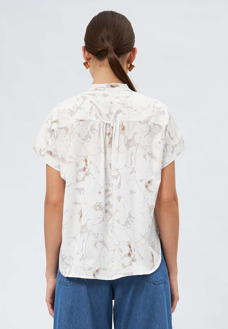 Printed Short Sleeve Blouse