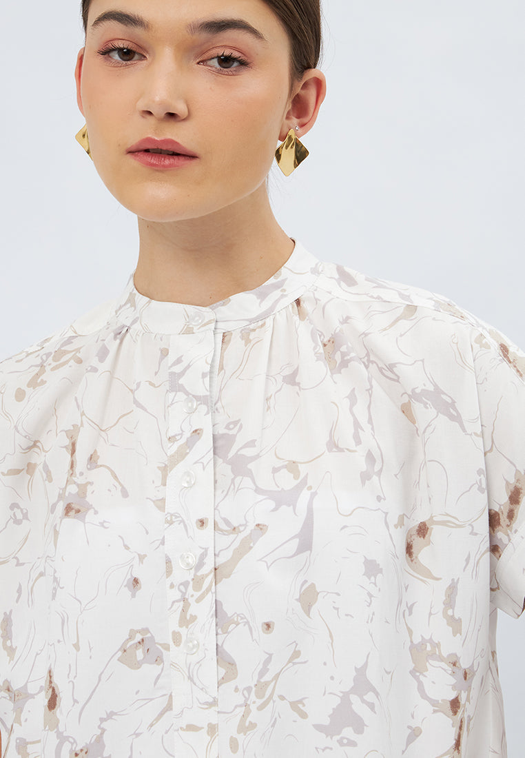 Printed Short Sleeve Blouse