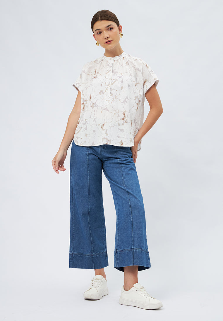 Printed Short Sleeve Blouse