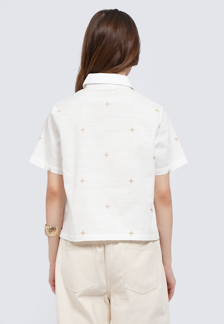 Embroidered Short Sleeve Blouse