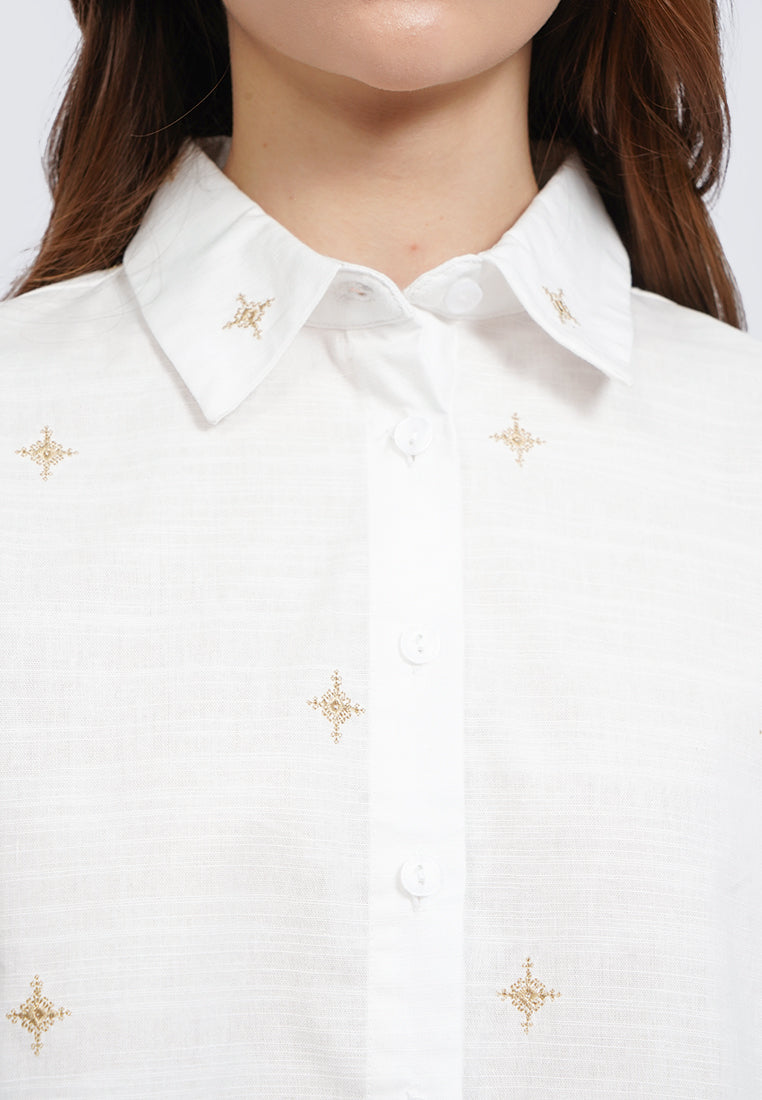 Embroidered Short Sleeve Blouse