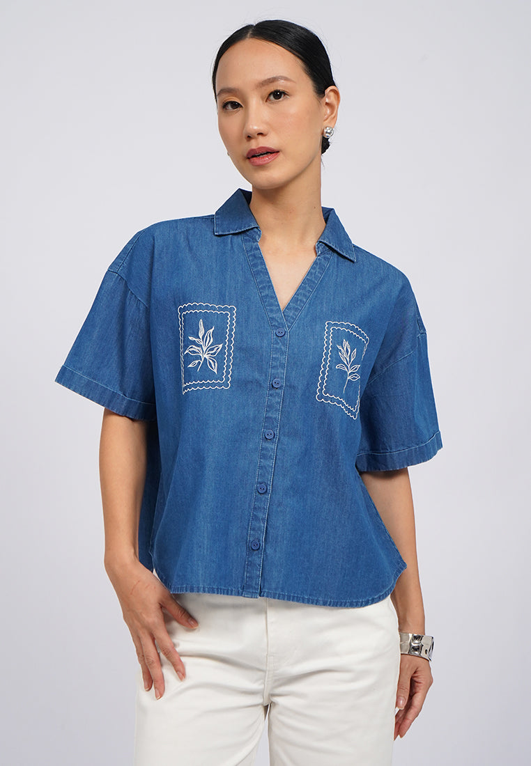 Embroidered Chambray Shirt