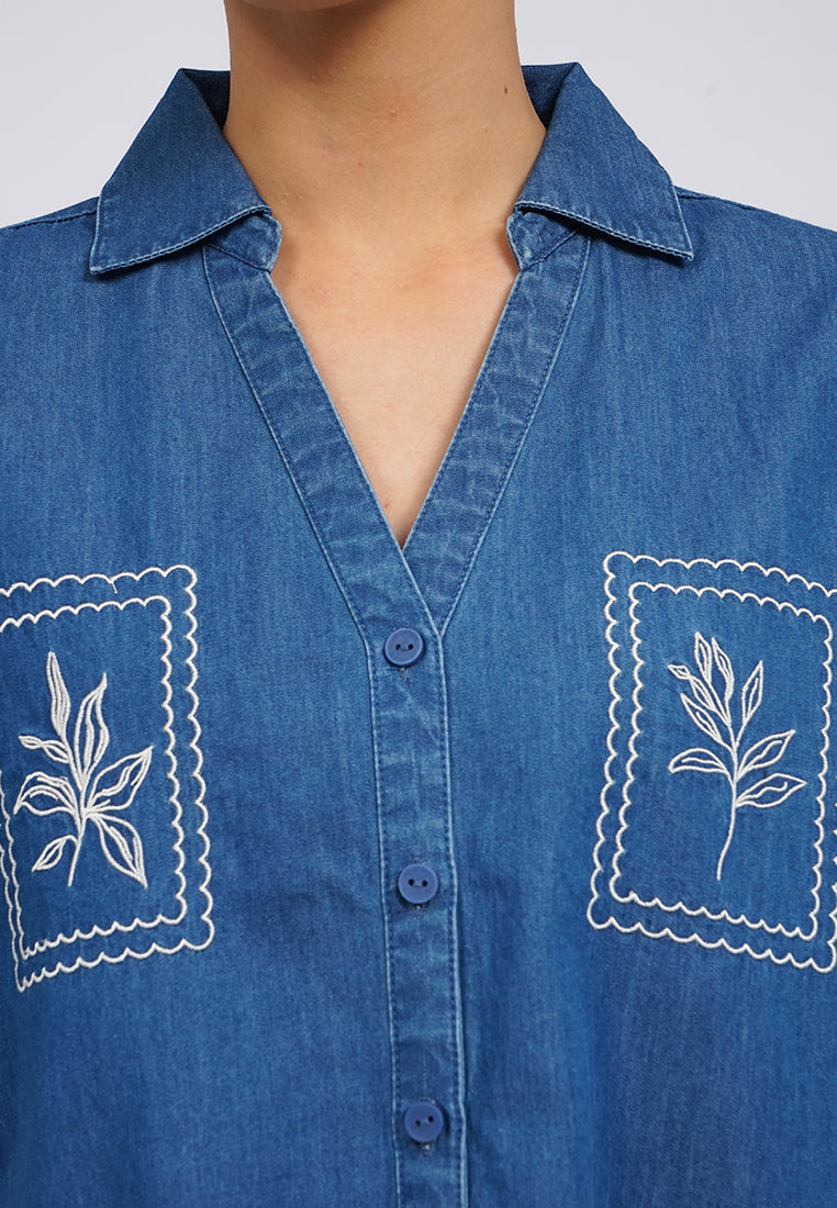 Embroidered Chambray Shirt
