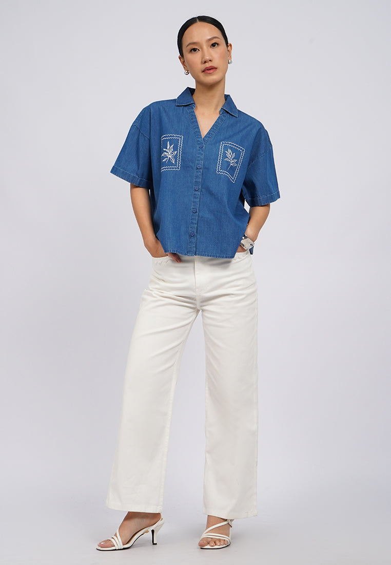 Embroidered Chambray Shirt
