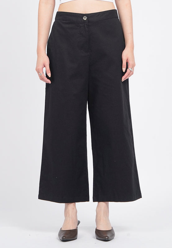 Linen Blend Culotte Pants