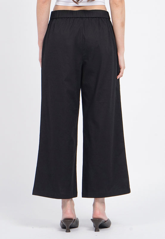 Linen Blend Culotte Pants