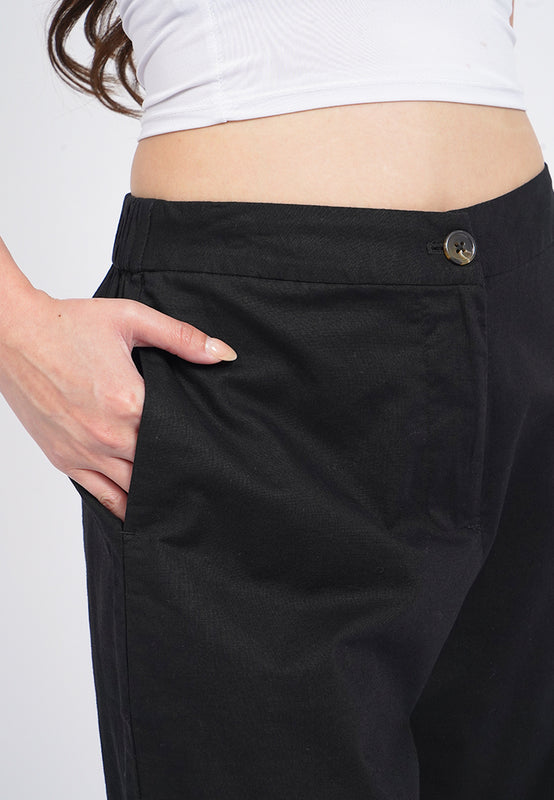 Linen Blend Culotte Pants