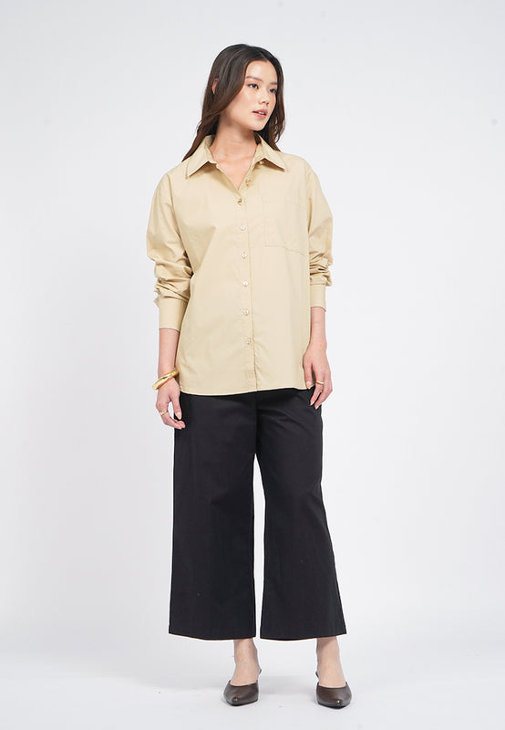 Linen Blend Culotte Pants