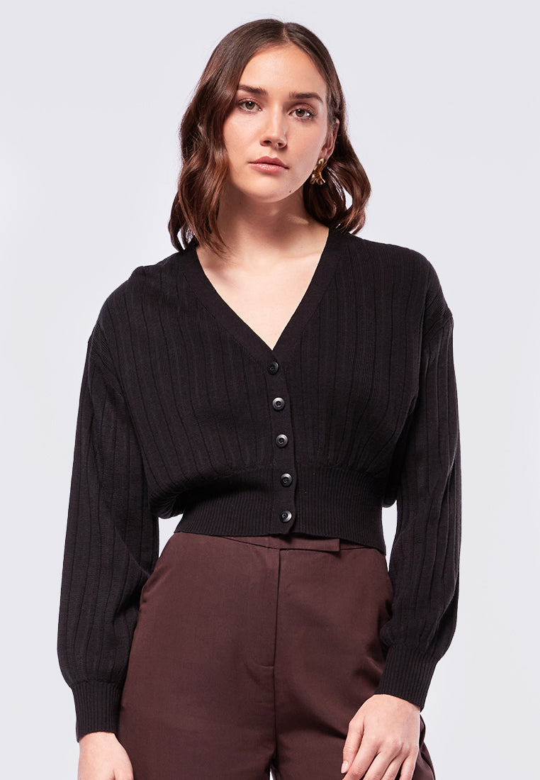 V-neck Long Sleeve Knit Cardigan