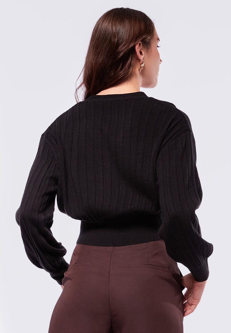 V-neck Long Sleeve Knit Cardigan