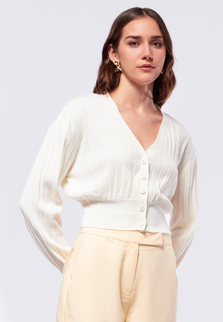 V-neck Long Sleeve Knit Cardigan