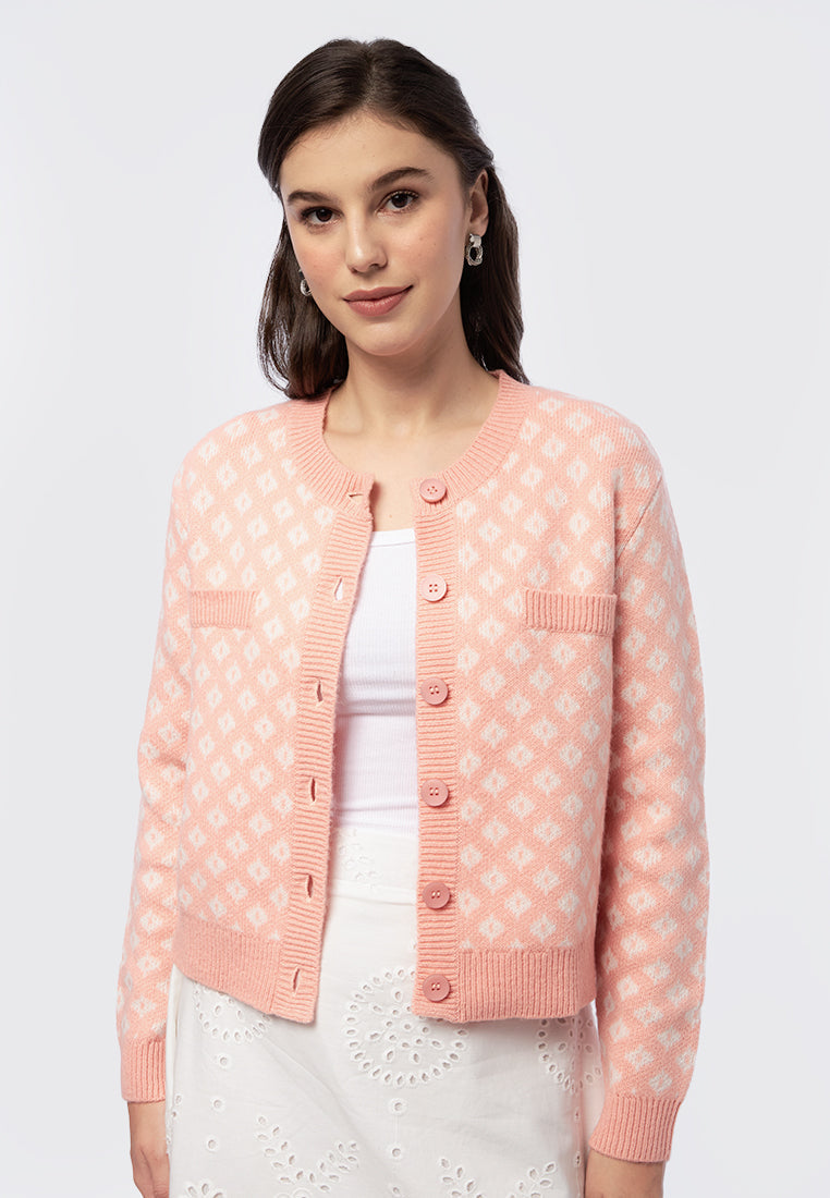 Diamond Pattern Knit Cardigan