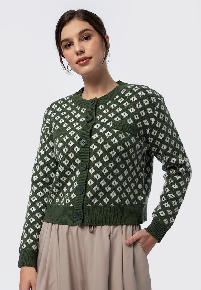 Diamond Pattern Knit Cardigan