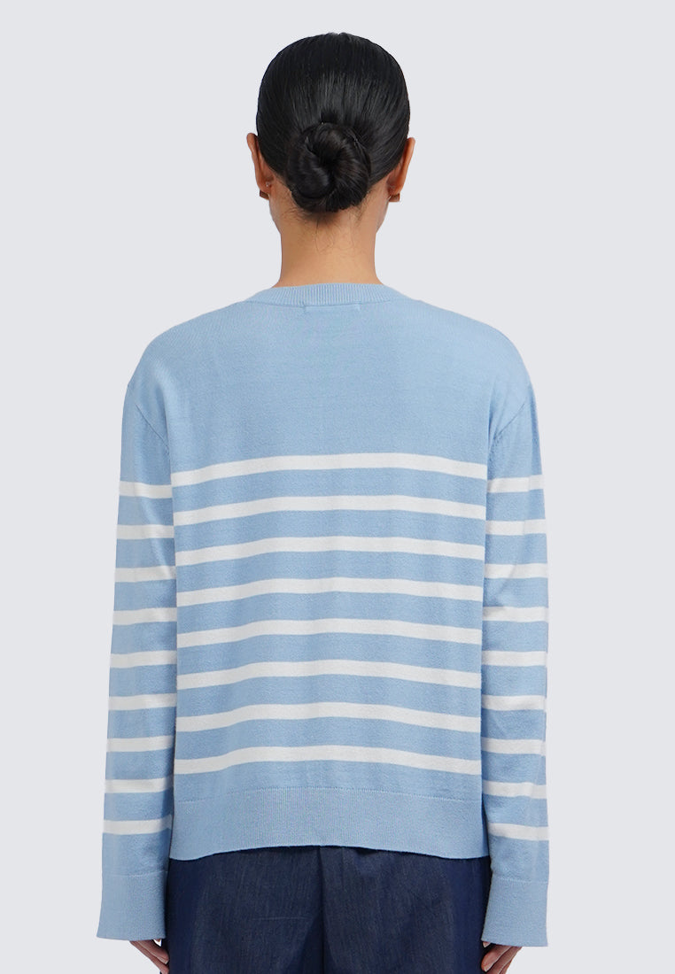 Round Neck Stripes Cardigan