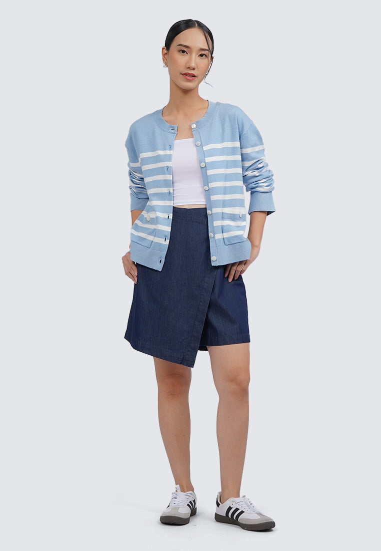 Round Neck Stripes Cardigan