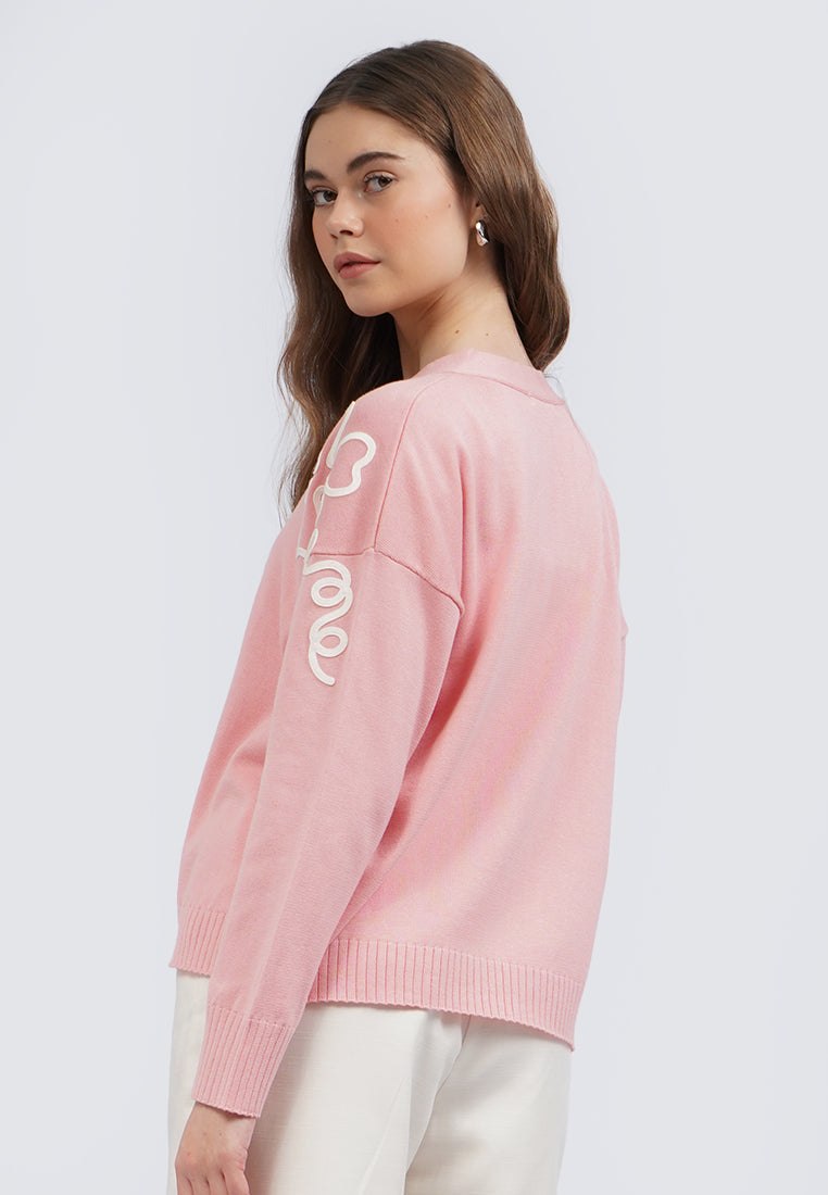 Patch Details Long Sleeve Cardigan
