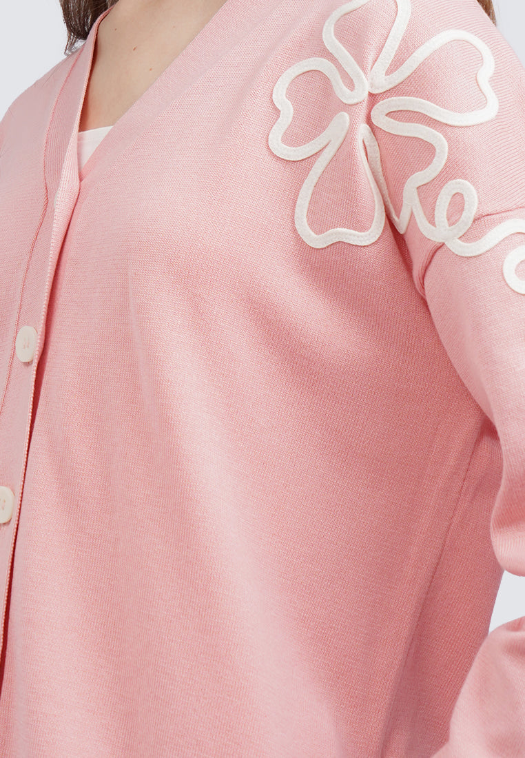 Patch Details Long Sleeve Cardigan