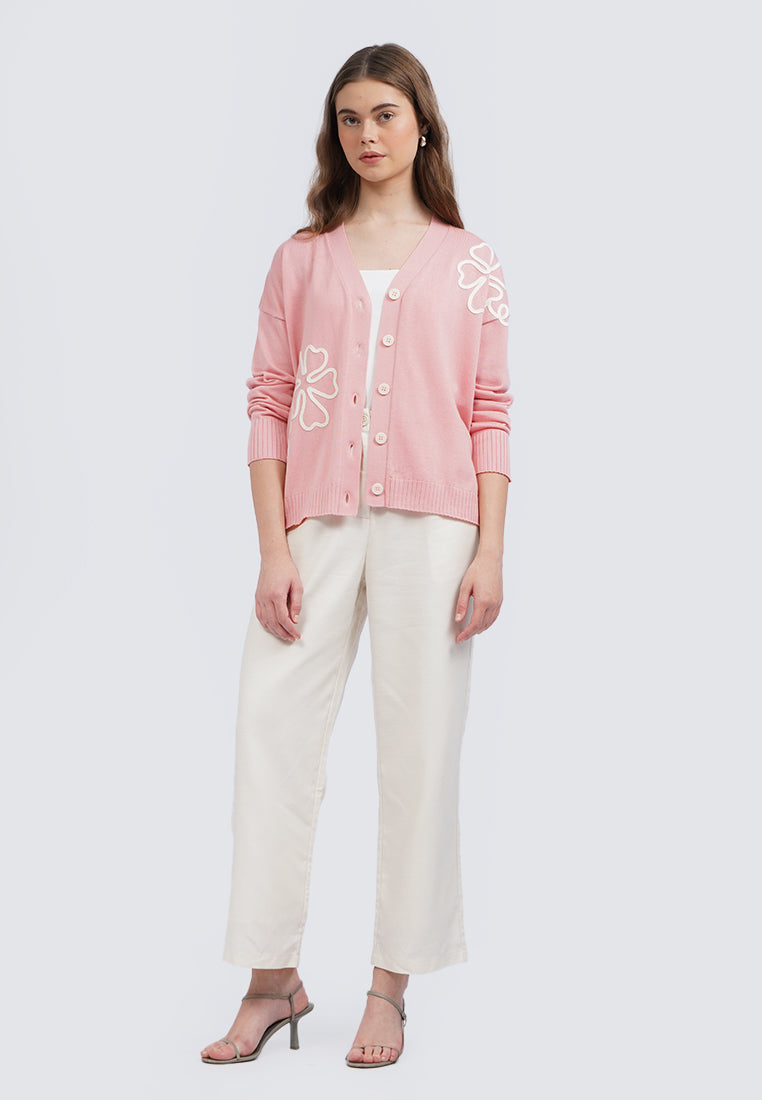 Patch Details Long Sleeve Cardigan