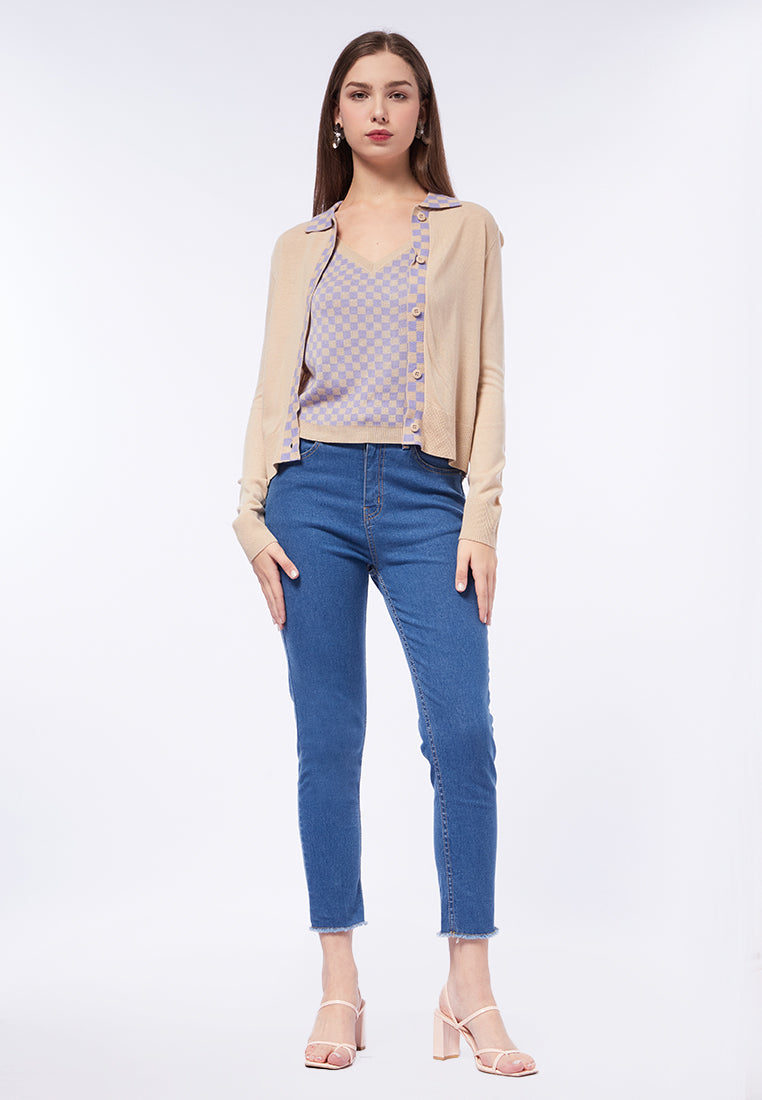 Long Sleeve Cardigan with Collar