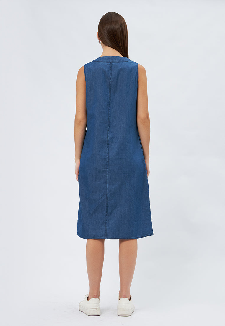 Sleeveless Denim Midi Dress