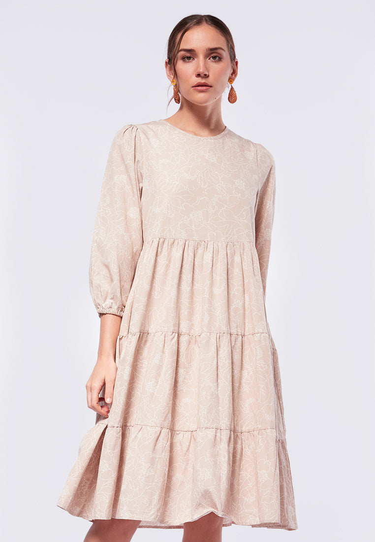 Printed Tier Midi Dress