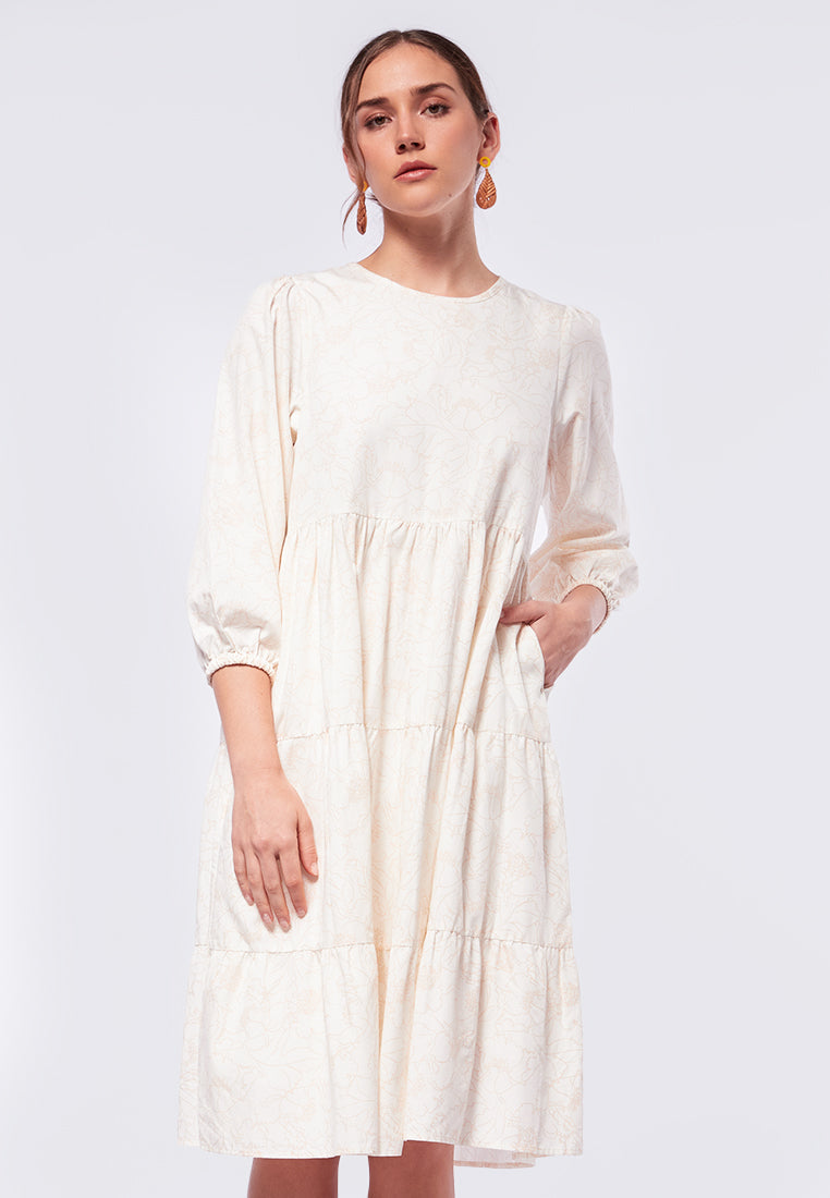 Printed Tier Midi Dress