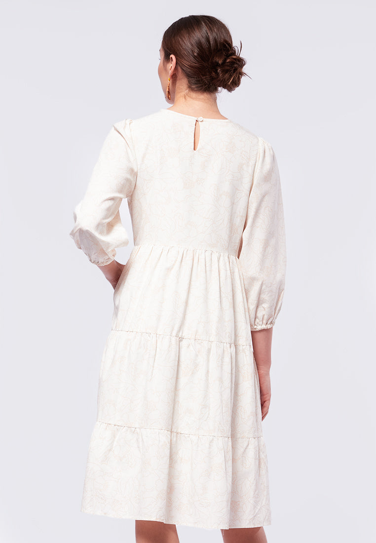 Printed Tier Midi Dress