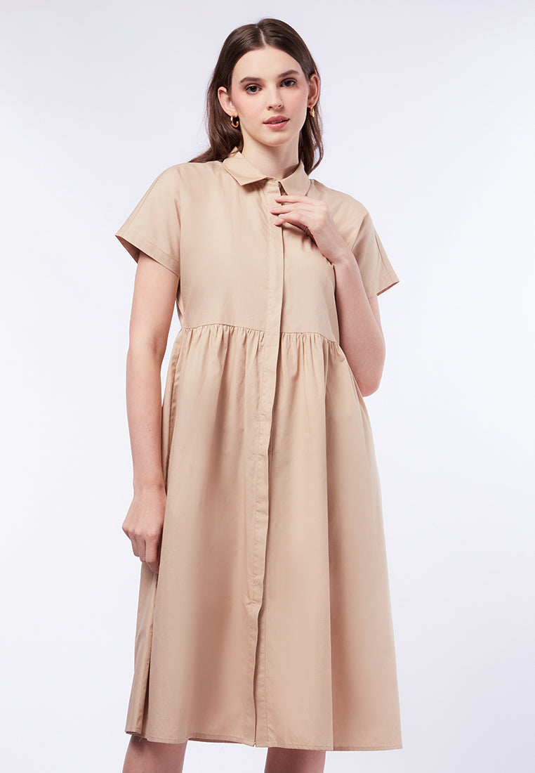 Short Sleeve Midi Shirt Dress