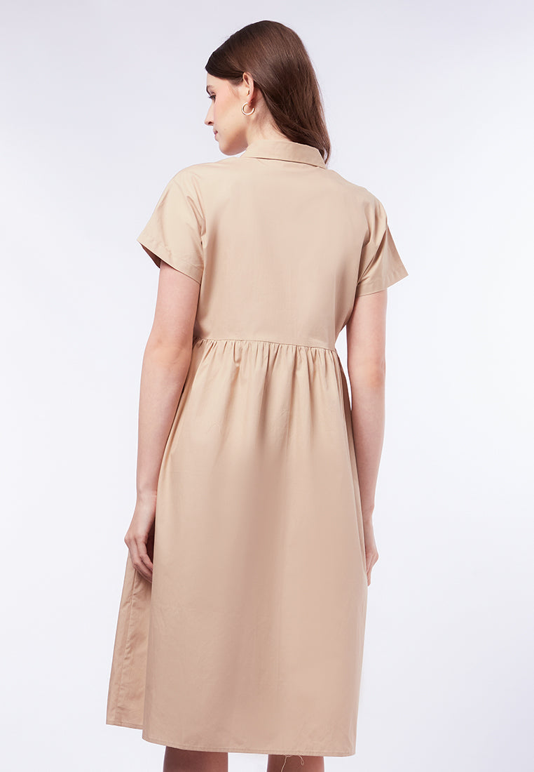 Short Sleeve Midi Shirt Dress