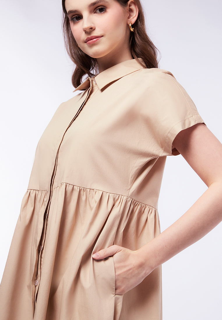 Short Sleeve Midi Shirt Dress