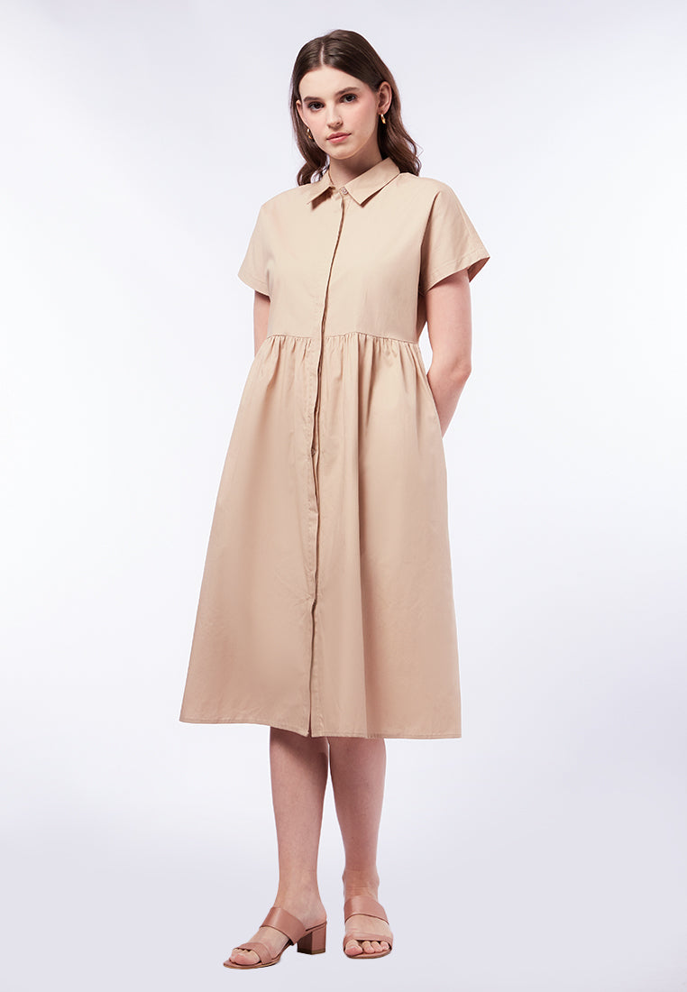 Short Sleeve Midi Shirt Dress