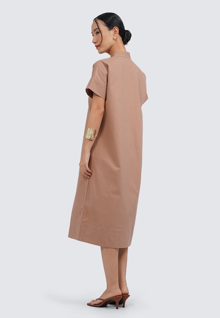 V-Neck Short Sleeve Midi Dress